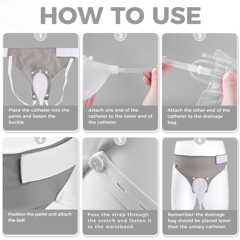 Wearable Urine Collection Bag Condom Catheters for Men, Reusable Portable