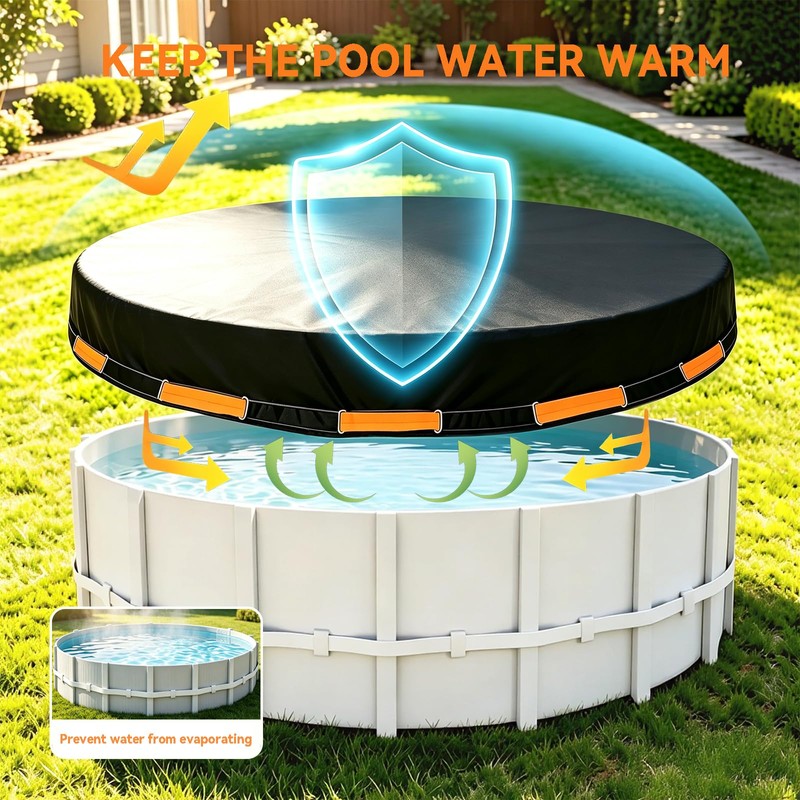18 FT Round Pool Cover, Heavy Duty PE Waterproof Cover