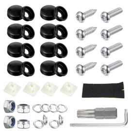 Anti Theft License Plate Screw Kit, Anti Theft Mounting Hardware for Car Tag Plate Frames Covers, M6 (1/4") Tamper Proof Screws, Fastener Nuts, Caps Cover for Front Rear Frame Holder Mounting
