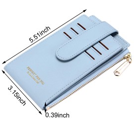 Badiya RFID Card Holder Wallet for Women Slim Wallets Bifold Multi Card Case Zipper Coin Purse