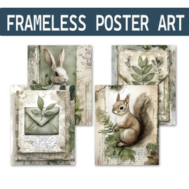 KDHTY Vintage french cottage decor,Farmhouse Eater Bunny Botanical cottagecore room decor，Easter Bathroom Decor Cottagecore Rabbit Canvas Prints Wall Art for Bedroom Living Room,