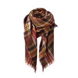 Sweet Gifts for Women - Scarves for Women Gifts Plaid Blanket Scarf Trendy Tartan Scarves Oversized Wrap Shawl Gift Warm Coffee
