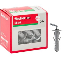 Fischer 20 dowels with short hook SB 9, universal with hooks for attaching to wall and concrete, 8238
