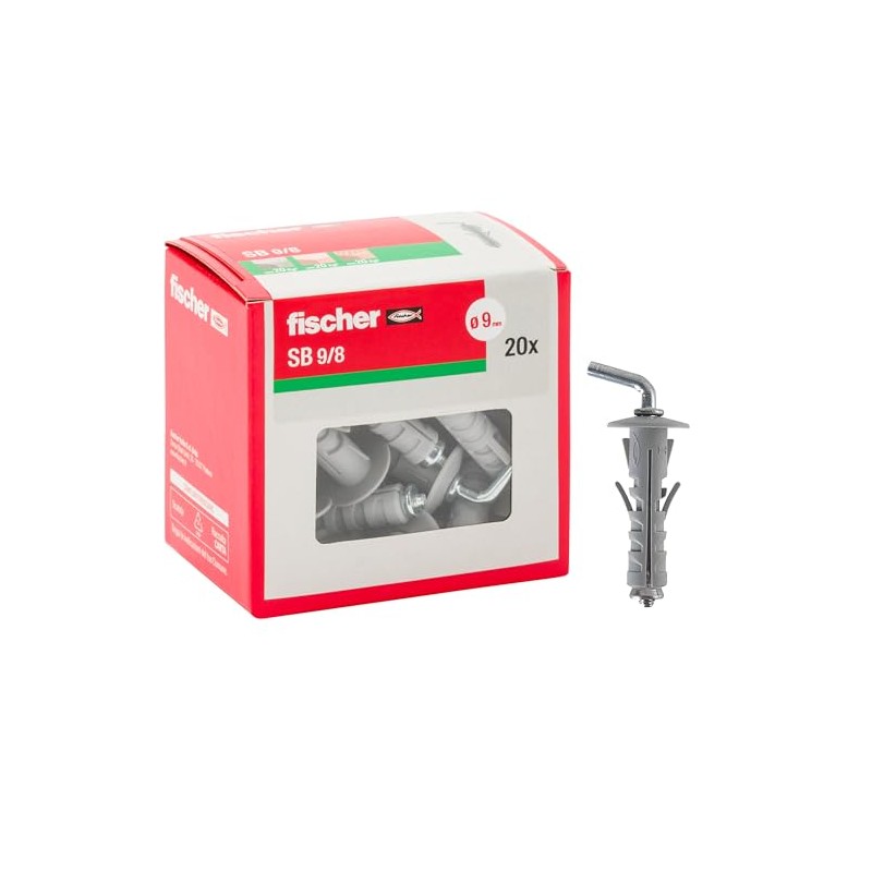 Fischer 20 dowels with short hook SB 9, universal with