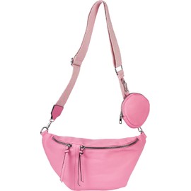 styleBREAKER 02012398 Women's Crescent Moon Crossbody Shoulder Bag Set, Shoulder Strap with Pattern, Key Ring, Purse 02012398, Colour: Pink, pink