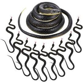 9 Pieces Rubber Snakes Realistic Fake Snake Black Snakes Toys for Pranks, Scary Games, Novelty Toy Party Favors (Black)