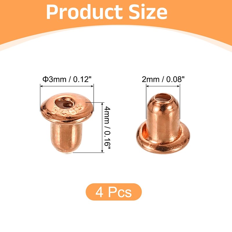 sourcing map 4Pcs Earring Backs, 2mm S925 Silver Bullet-Shape Locking