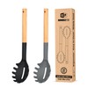 Pack of 2 Spaghetti Spoon, Silicone Pasta Fork with Wooden
