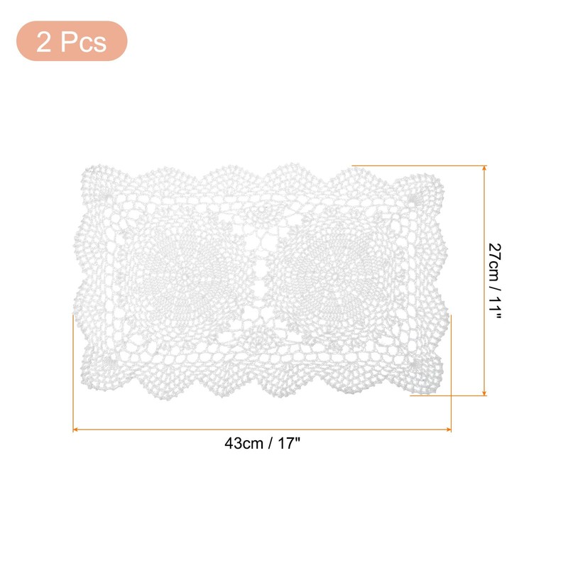 sourcing map 2 Pcs 17x11 Inch Handmade Crochet Doilies, Polyester