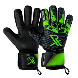 Rectrix Bold Goalkeeper Gloves - Fingersave Protection - German Latex - Negative Cut - Youth & Adult Sizes - For Football Soccer (Green, 10)