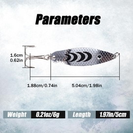 Balifly Spoon Fishing Lures Spinner Baits with Treble Hooks Blade Baits Jigging Spoon for Walleye Trout Pike Bass Salmon 1.97in/0.21oz 6pcs FS/YE-09