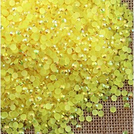 LOVEKITTY 4mm 1000 Pieces AB Lemon Yellow AB Jelly Rhinestones Round Flatback Craft Decoration