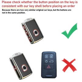 Sucxyor Compatible with Volvo Key Case XC90 XC60 XC40 S90 V90 S60 V60 2017-2022 Zinc Alloy Car Key Case Compatible with Volvo Key Cover Protective Case with Key Ring