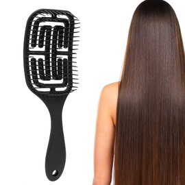 Bend Brush Hair Comb Professional Styling Hair Brush Comb for Wet/Dry Hair Vented Styling Hair Brush Massage Brush for Women Black