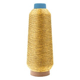 Mandala Crafts 4 Pack of Serger Threads Cones Spools - 150D/2 Polyester Metallic Gold Threads for Sergers Machine and Overlock Quilting Sewing Machine