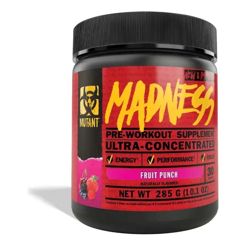 Mutant Madness Pre Entreno Sabor Ponche Frutas Porciones