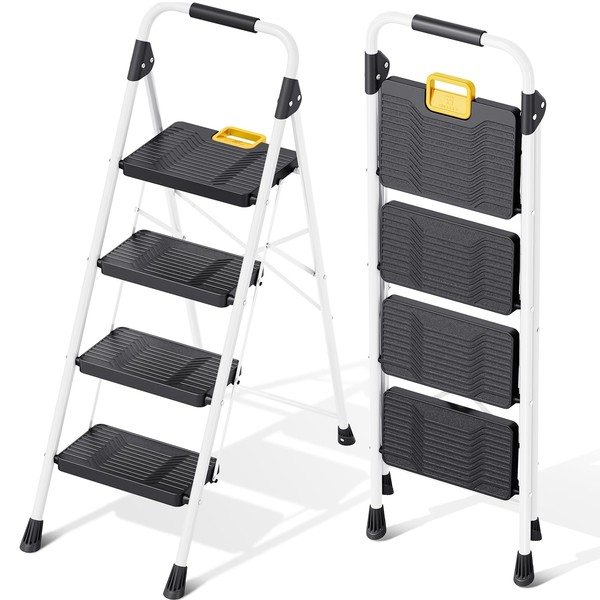 KINGRACK 4 Step Folding Ladder, 800lbs Capacity Step Stool with