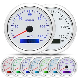 85 mm GPS Speedometer 0-120 km/h, 7 Colours Backlight Odometer Speedometer for Motorcycle Marine Boat Car Truck with GPS Antenna