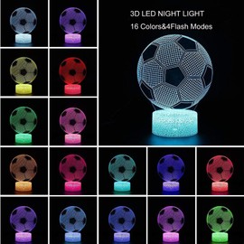 Fußball Nachtlicht, 3D Fußball Lampe mit 16 Farben ändern Touch, Fernbedienung, dekorative Tisch Schreibtisch Lampe, Geburtstagsgeschenk für Jungen Kinder Sport Liebhaber