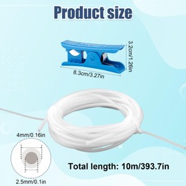 PTFE Hose, 10 m PTFE Teflon Hose, Inner Diameter 2.5 mm Outer Diameter 4 mm PTFE Hose with Cutter for Bambu Lab A1/A1 Mini/P1P/P1S/X1C Creality K1/K1 Max Ender 3V3 (White)
