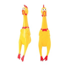 2 Pack Rubber Screaming Chicken Toy Yellow Rubber Squeaking Chicken Toy, Novelty and Durable, Screaming Chicken Toy For Pets Funny Squeaky Chicken, 17cm,Chicken Toy, Chicken Toys, Turkey Dog Toy