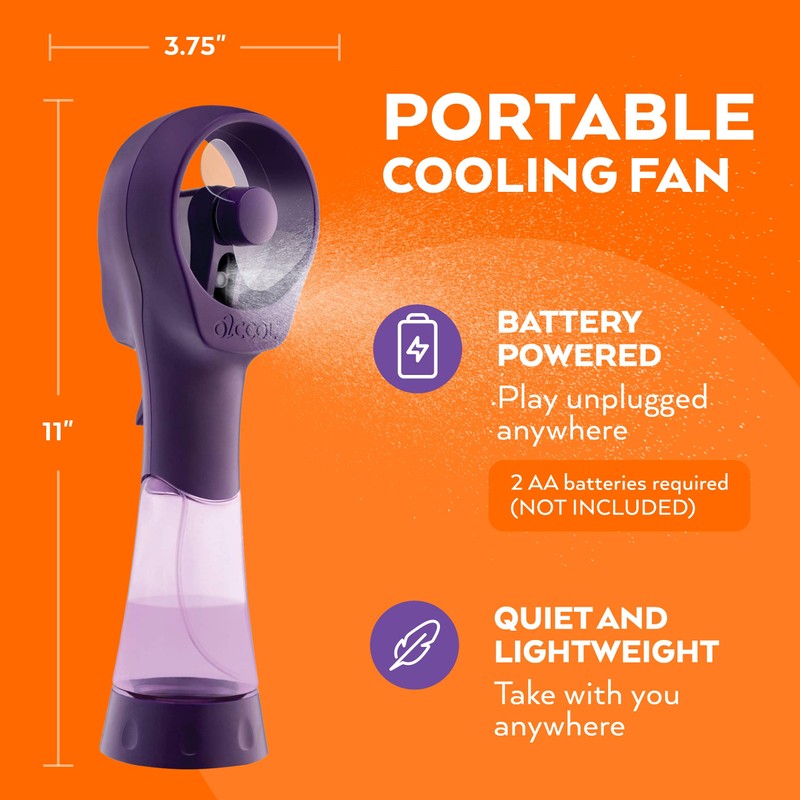 O2COOL O2COOL Elite Battery Powered Handheld Water Misting Fans (Purple)