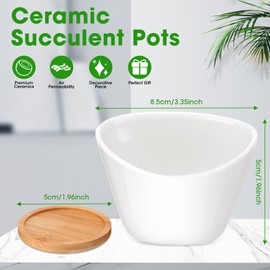 Domensi Succulent Pots Bulk, 24 Pieces, White Ceramic, Suitable for Indoor and Outdoor Decoration, Drainage Design, Ideal for Succulents, Cacti, Herbs, Seeds, Beans, 3 x 2.13 Inches