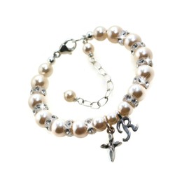 First Communion Gift Christening Gift Religious Pearl Bracelet with Cross Charm Sterling Silver Baptism Gift Complimentary Gift Box