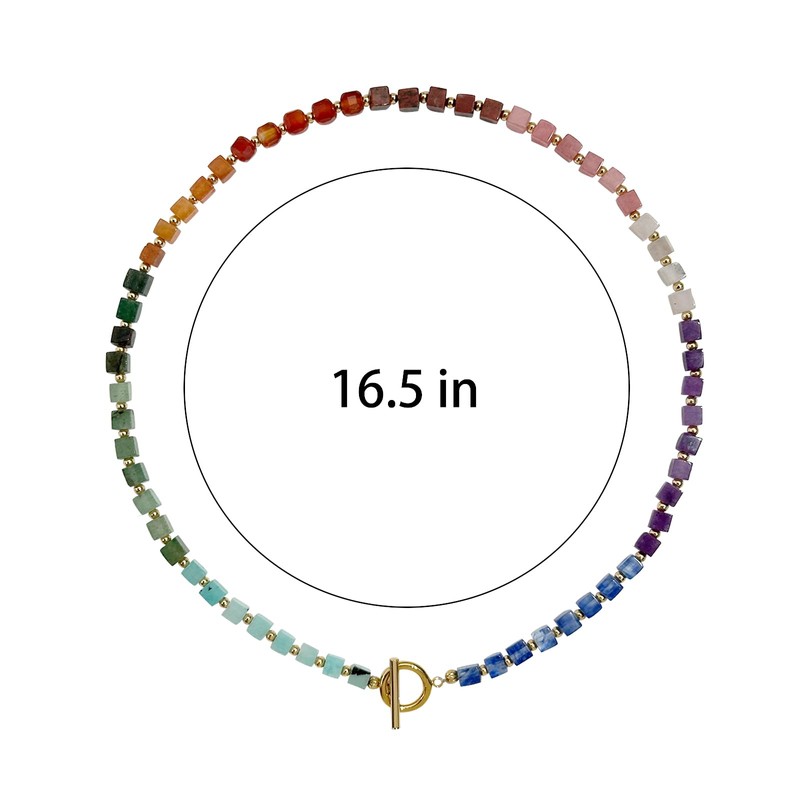 DOLLESS Natural Stone Beaded Necklace Handmade Colorful Boho Beads Charm