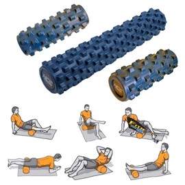 HCE Foam Roller for Physical Therapy & Exercise - Textured Muscles EVA Foam Roller Extra Firm High-Density Roller Stress Relief Deep Tissue Muscles Massager - Pre & Post Workout, Sciatic Nerve Physio Massage Therapy Foam Roller (36cm x 11cm)
