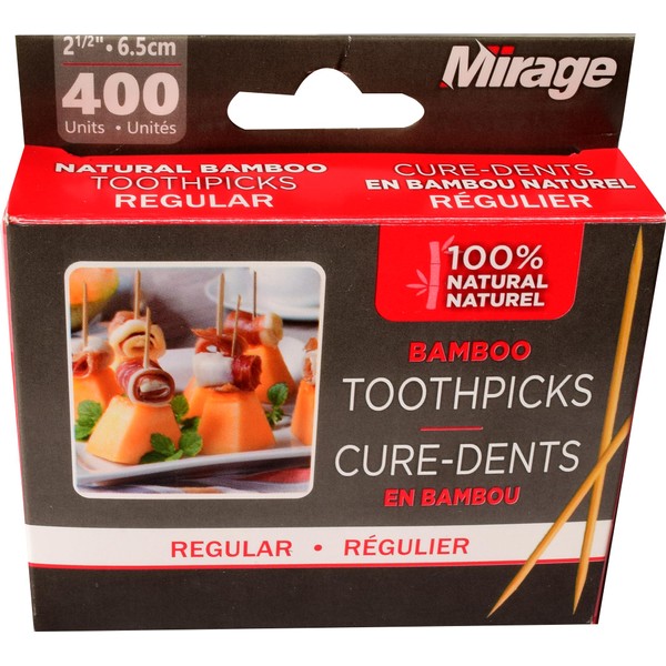 Mirage, 400-Pack Regular Toothpicks in Box - Convenient and Durable