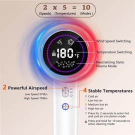 Hair Dryer, Ionic Blow Dryer, Professional High-Speed Hairdryer with 110,000 RPM Motor for Fast Drying, 200 Million Plasma - Low Noise Lightweight Hairdryer with Magnetic Nozzle for Travel Women Man