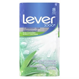 Lever 2000 Aloe Cucumber Bar Soap 4 Ounce Pack of 8 Refreshing Cleanser