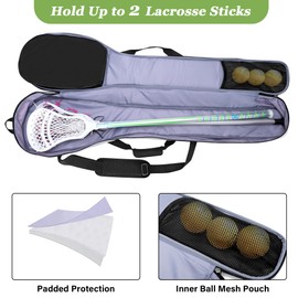 GOBUROS Lacrosse Stick Bag for Men Women, Padded Lax Equipment Bag with Separate Ventilated Shoe Compartment and Multi Pockets for Essentials, Black and Grey