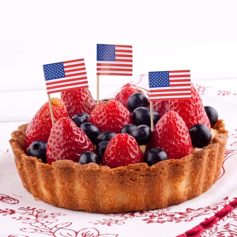 Efivs Arts American Flag 4th of July Cupcake Toppers Picks