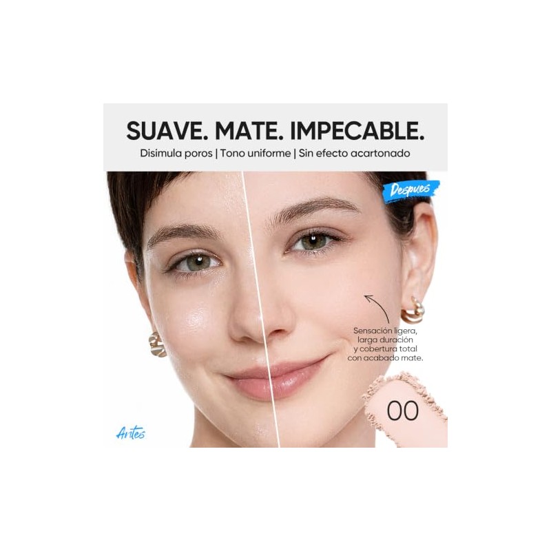 SKINTIFIC Base de Maquillaje en Polvo, Base en Polvo Compacta