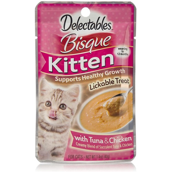 Delectables Bisque Kitten Lickable Wet Cat Treats - Tuna & Chicken (pack of 12) ( Packaging May Vary )