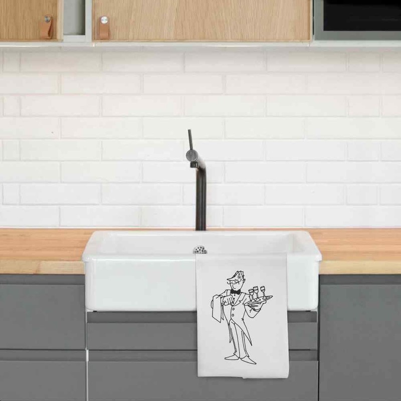 Azeeda 'Butler' White Cotton Tea Towel/Dish Cloth (TW00000810)