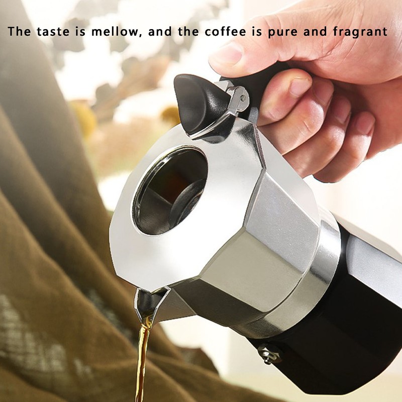 Double Valve Moka Pot Coffee Maker Pot Classic Octagonal Shape