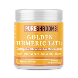 Golden Milk Turmeric Latte with Organic Lion's Mane & Turkey Tail Mushrooms, Ceylon Cinnamon - Herbal Coffee & Tea Alternative - Stress Relief, Healthy Skin, Dairy-Free, Decaf, Made in Canada, 30 Serving