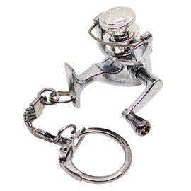 EMMRAGNO Fishing Key Chain Spinning Reel, Metal Spinning Reel Keychain Accessories Keyring, Key Pendant Gift for Fishing Enthusiasts