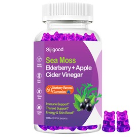 Organic Irish Sea Moss Gummies with Elderberry, Bladderwrack, Burdock, Apple Cider Vinegar, Chlorophyll, Natural Deodorant Digestion Energy Skin Hair & Immunity, Adults Kids Women Men, 60cts