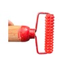 Wooden Massage Roller with Textured Handle, Red Acupressure Body Massager