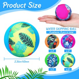 Realspring Water Skipping Ball for Kids Water Bouncing Ball Beach Pool Toy Ball for Summer Adult Swimming Pool Games Party Favors for Kids(8 Pcs, Tropical Style)