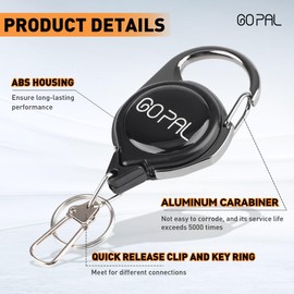 Gopal Fly Fishing Zinger Retractor: Retractable Keychain with 27.5" Durable Cord Badge Reel Lanyard - Fishing Rod Tether Accessories and Gear, 6 Pack