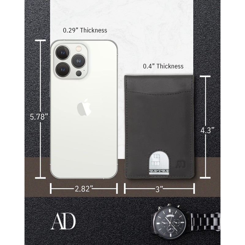 Access Denied Slim Bifold Wallets for Men - Black Crazyhorse