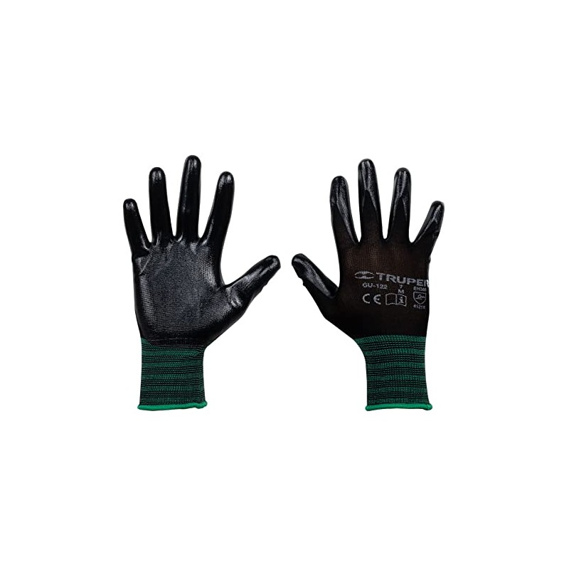 Truper GU-122, Guantes de nylon recubiertos de nitrilo, medianos