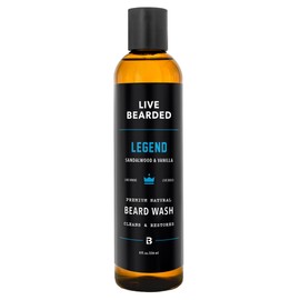 Live Bearded Beard Wash, 8 fl oz - Water-Based Face Cleanser with All-Natural Ingredients for a Gentle, Deep Clean - Made in the USA | Legend Scent - Sandalwood, Vanilla