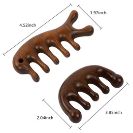 2 Pieces Wooden Scalp Massage Comb, Wooden Wide Tooth Hair Comb Head Tool Meridians Scalp Massage,Sandalwood Gua Sha Comb,Wooden Wide Tooth Comb for Women Men Hair Growth
