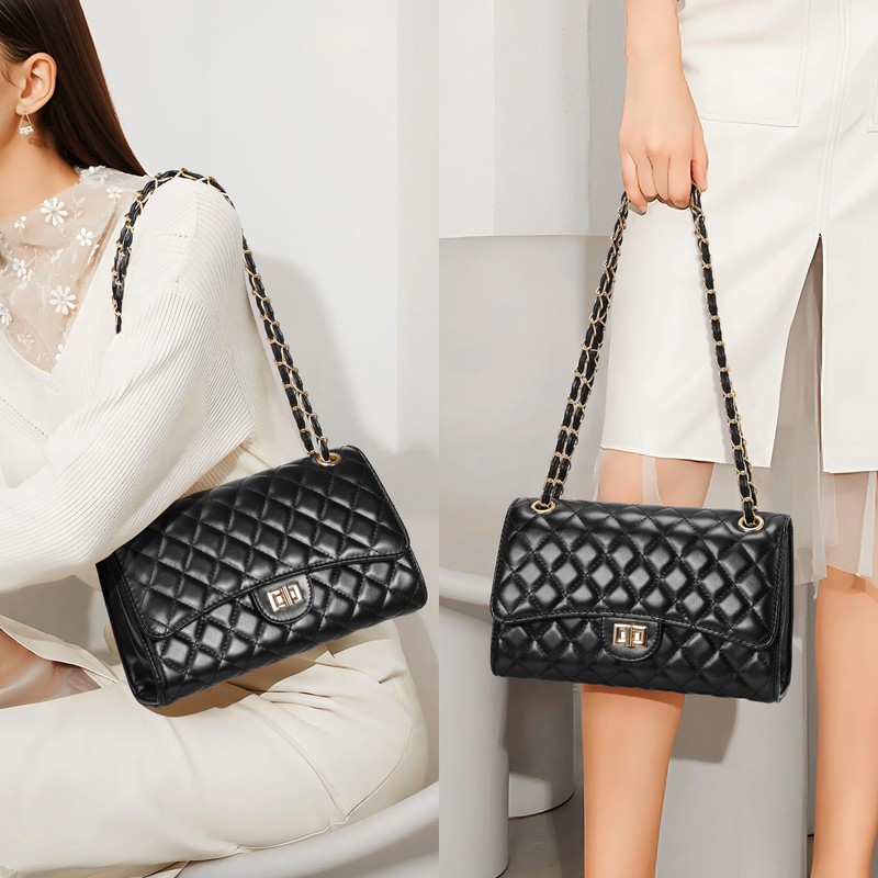 Quilted Crossbody Bag for Women Trendy Ladies Shoulder Bag Leather